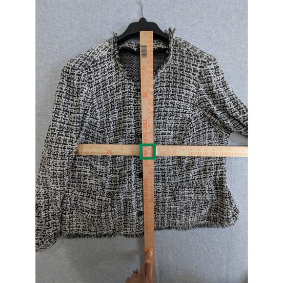 Lane Bryant Tweed Blazer Women's Size 18 Blackβ White Pattern Trim Buttoned Down - Picture 3 of 11